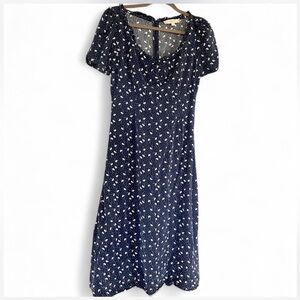 LOFT Dark Blue Floral Midi Dress